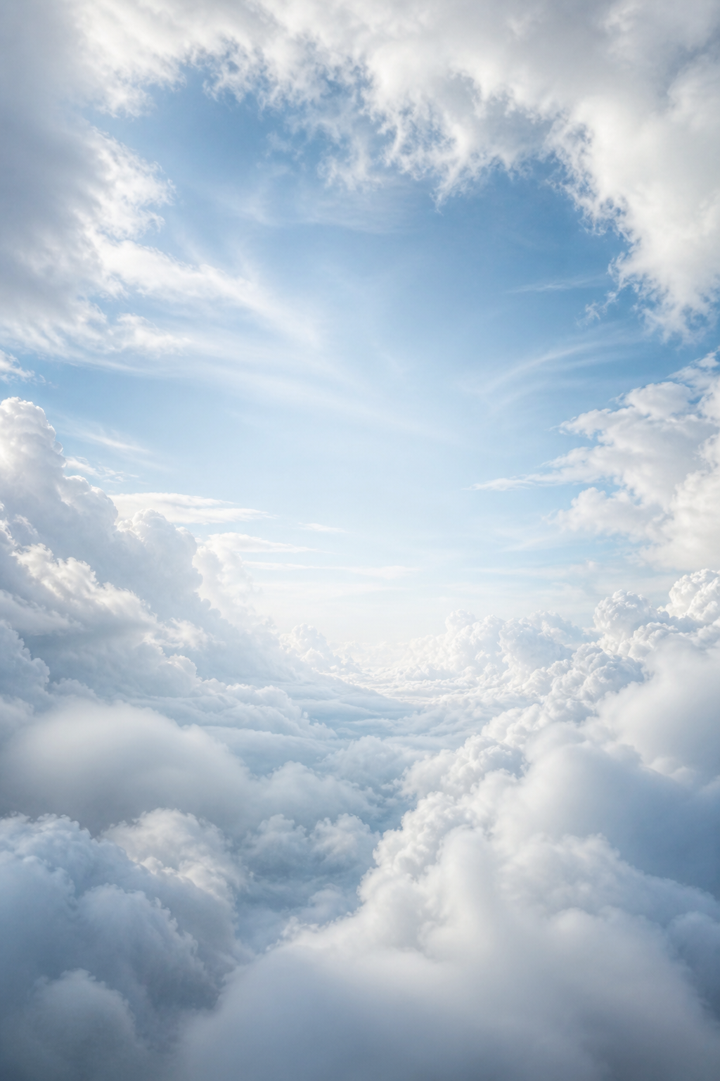 Aerial view through a layer of clouds
